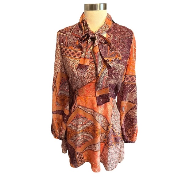 Divine Heritage Pussy Bow Long Sleeve Mini Dress Pink Size XS - Picture 2 of 14